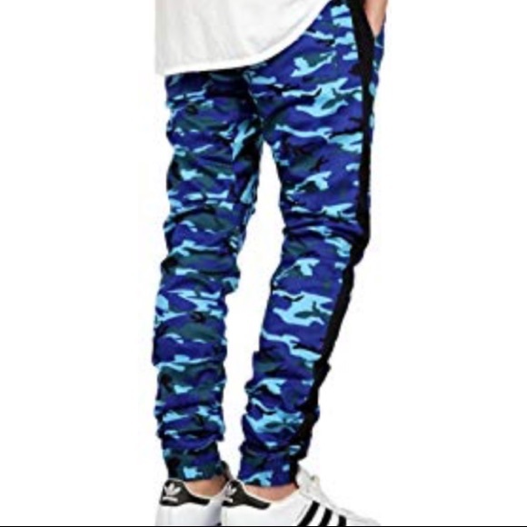 Stylish Camo blue workout joggers sweat pants - Picture 3 of 8